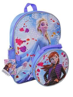 Frozen 2 Anna & Elsa Backpack 16"w/ detachable Insulated Lunch Bag