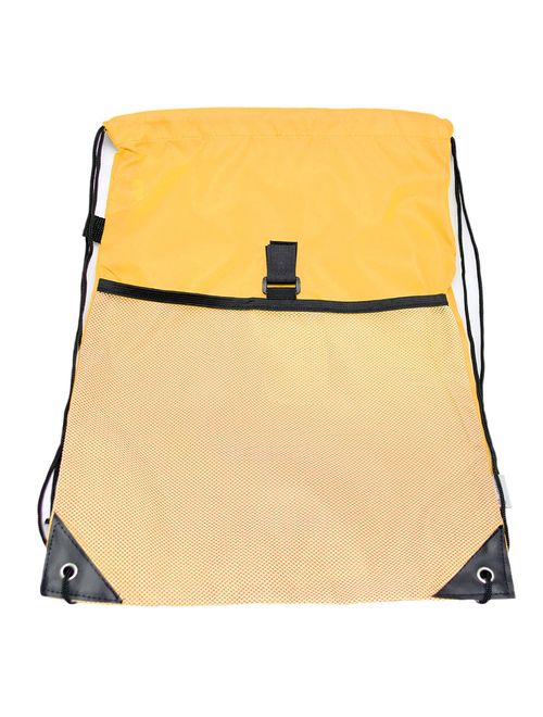 Mato & Hash Drawstring Cinch Bag Backpack With Mesh Pocket Polyester Tote Sack - Athletic Gold CA2600