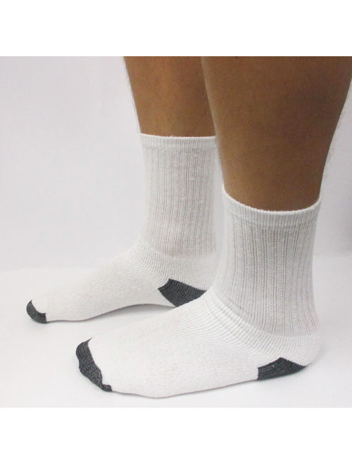 8X Pairs Mens Sports Crew Socks Cotton Calf Cushioned Athletics White Size 10-13