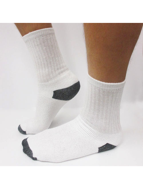 8X Pairs Mens Sports Crew Socks Cotton Calf Cushioned Athletics White Size 10-13