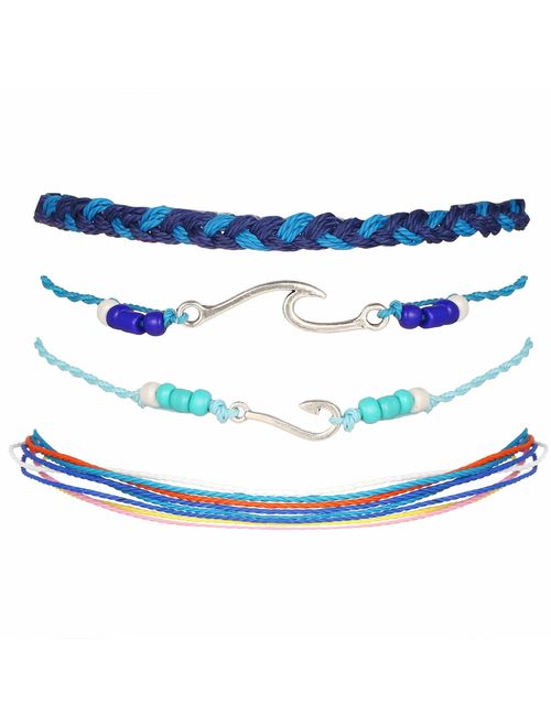 Long tiantian Vsco Bracelets Ocean Wave Bracelet Adjustable Waterproof Handmade Strand Braided Rope Summer Sunflower Bracelet Set Christmas Jewelry Gift for Women Teen Gi