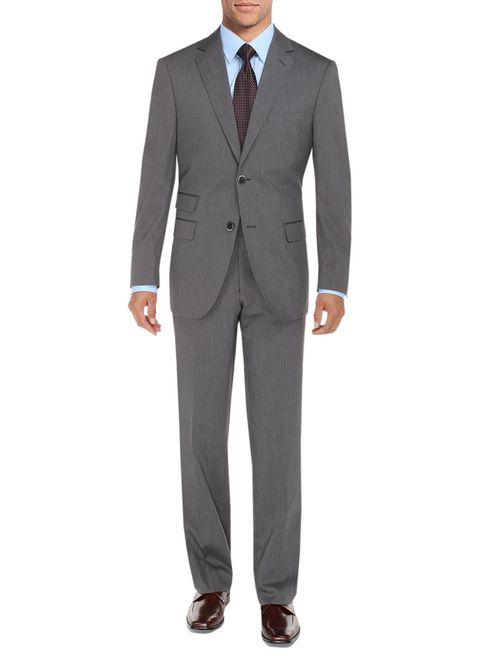DTI BB Signature Men's Suit Two Button Ticket Pocket Jacket 2 Piece Modern Fit Grey