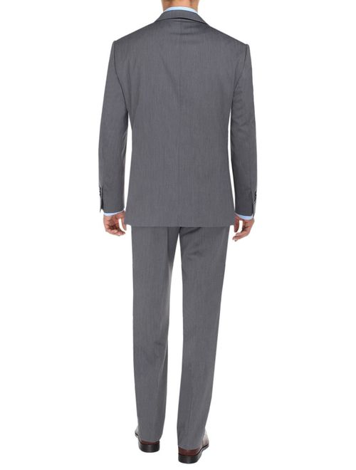DTI BB Signature Men's Suit Two Button Ticket Pocket Jacket 2 Piece Modern Fit Grey
