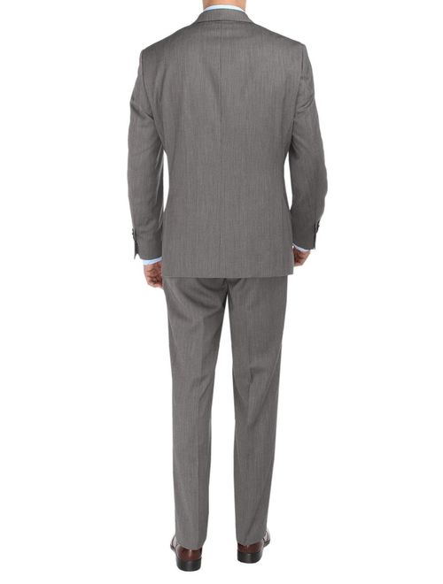 DTI BB Signature Two Button Men's Suit Sharkskin Jacket Modern Fit Blazer Pants Gray