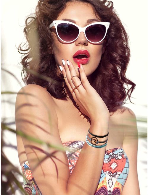 Chuangdi 12 Pieces Wave Strand Bracelet Set Handmade Adjustable Friendship Bracelet Handcrafted Jewelry Women