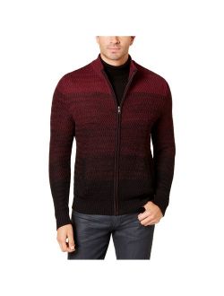 Mens Textured Ombre Cardigan Sweater
