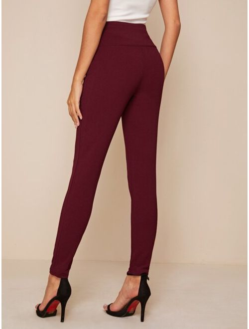 Shein Wide Waistband Double Button Skinny Pants