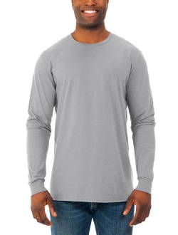 Men's and Big Men's Soft Long Sleeve Lightweight Crew Neck T-Shirt - 2 Pack, Up To Size 3XL