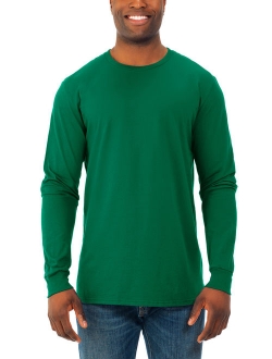 Men's and Big Men's Soft Long Sleeve Lightweight Crew Neck T-Shirt - 2 Pack, Up To Size 3XL