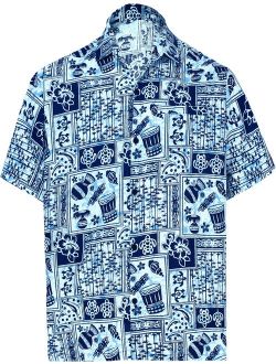 HAPPY BAY Men's Hawaiian Beach Casual Button Down Short Sleeve Collared Aloha Shirts