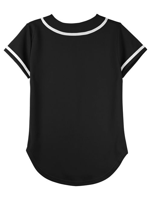 Ma Croix Womens Baseball Button Down Jersey Hip Hop Softball Athletic Short Sleeve Tee Sportswear