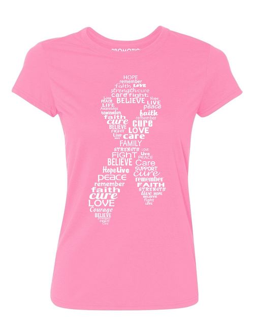White Ribbon Breast Cancer Awareness Women's T-shirt, XL, Azalea Pink