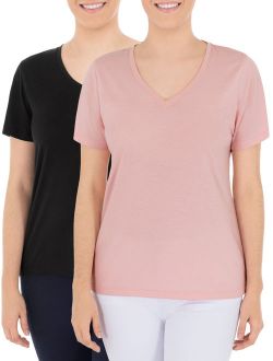 Women's Essential Pima Cotton V-Neck T-Shirt, 2 Pack Bundle