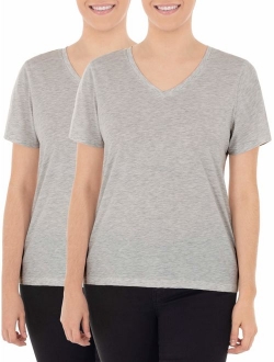 Women's Essential Pima Cotton V-Neck T-Shirt, 2 Pack Bundle