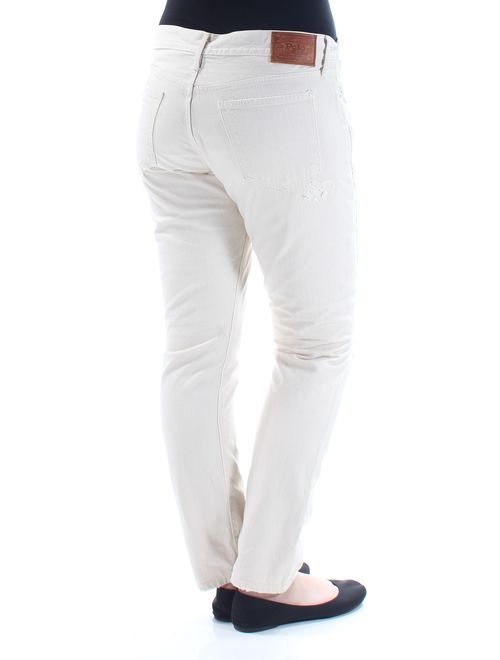Polo Ralph Lauren Ralph Lauren Womens Beige Frayed Distressed Jeans Size: 26 Waist