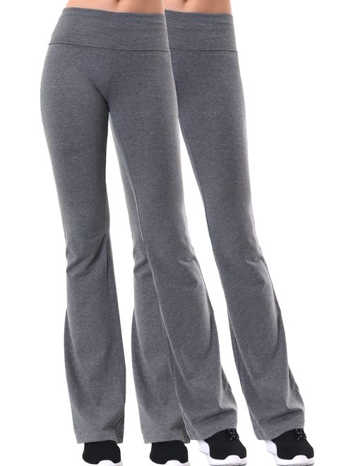 Foldover Contrast Waist Flare Yoga Pants (Variety Pack)