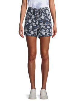 Ikat Floral Front Tie Pull-On Shorts Women's