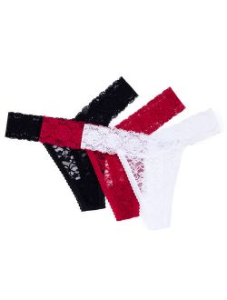 SAYFUT Sexy Lace Thong Underwear for Women Low Waist Panties Set Briefs Underpants Panties 3 Pack