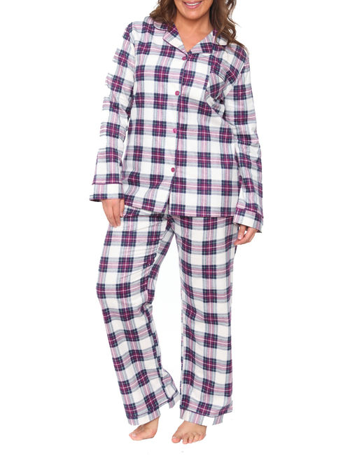 White Mark Women's Flannel Pajama Set - Extended Sizes