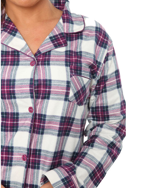 White Mark Women's Flannel Pajama Set - Extended Sizes