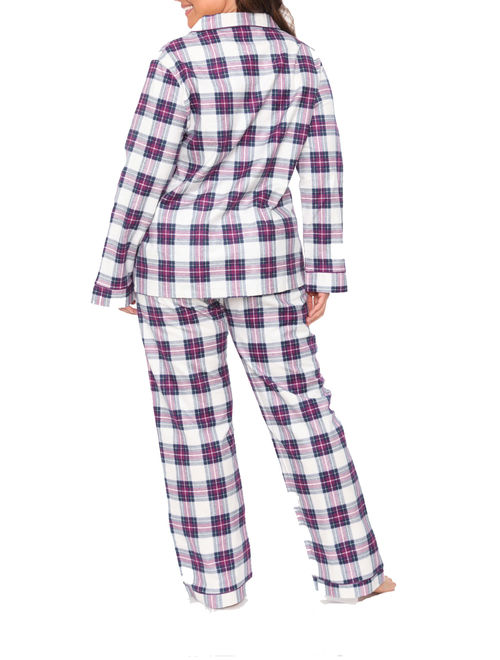 White Mark Women's Flannel Pajama Set - Extended Sizes