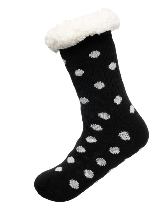 Treehouse Knit (2 Pairs) Sherpa Lined Womens Thermal Slipper Socks Nonskid Fuzzy Cozy Shoe 4-10