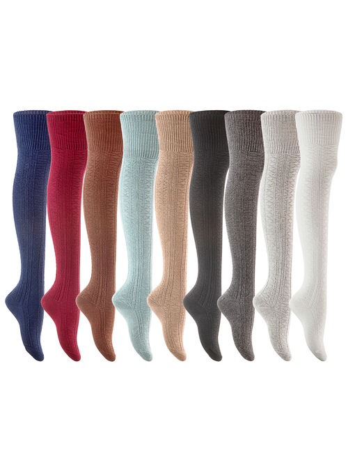 Lian LifeStyle Women's 1 Pair Fashion Thigh High Cotton Socks Size 6-9