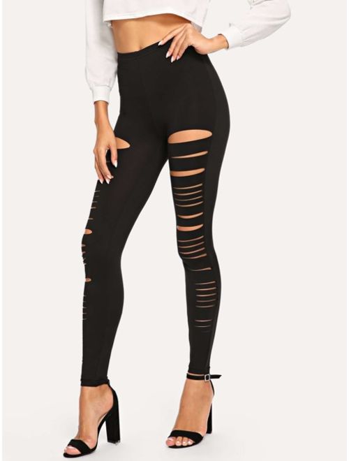 Shein Ripped Solid Leggings