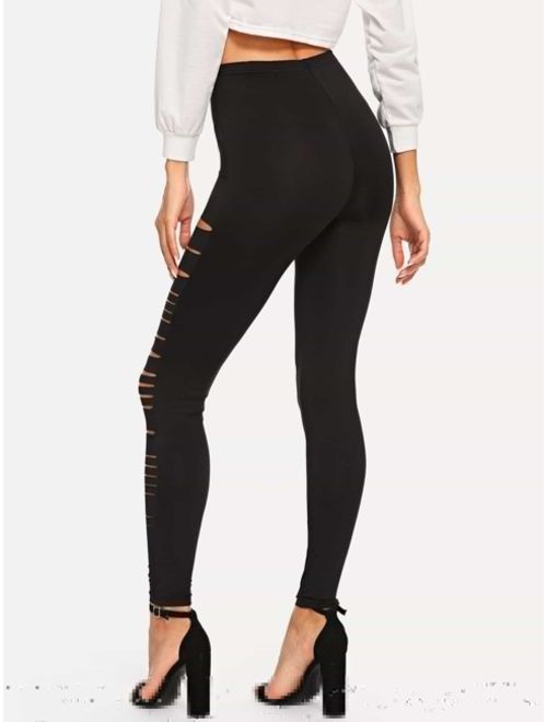 Shein Ripped Solid Leggings