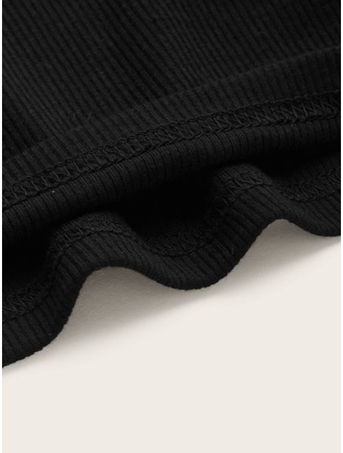 Shein Asymmetrical Neck Rib-knit Top