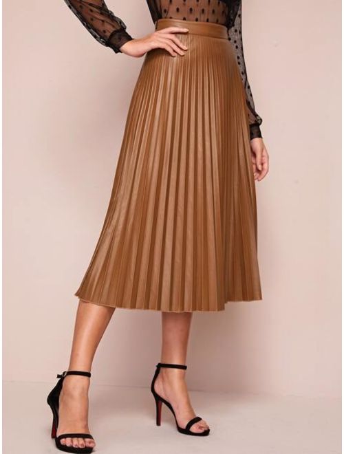 Shein Pleated Leather Look Skirt