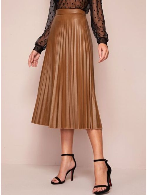 Shein Pleated Leather Look Skirt