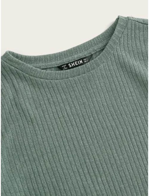 Shein Lettuce Trim Rib-knit Top