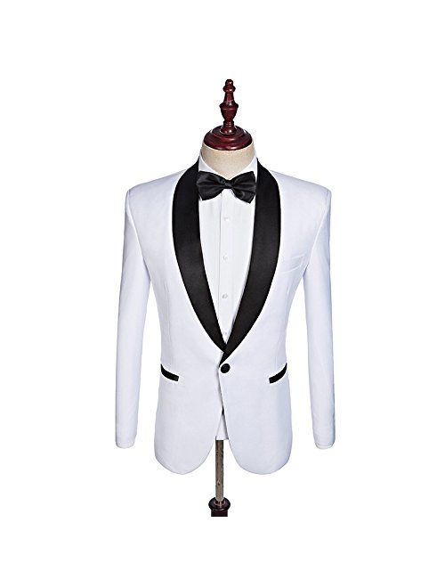 Mens Bright Colorful Suits Slim Fit Tuxedo Wedding Groom Suits,White,Yellow,Lavender,Blue