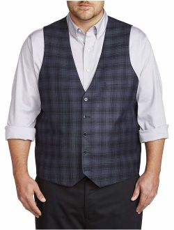 Oak Hill by DXL Big and Tall Reversible Plaid Vest, Blue