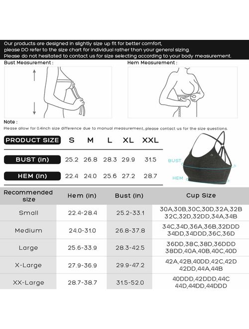 FITTIN Strappy Yoga Bra - Seamless Padded for Sports Gym Workout Fitness