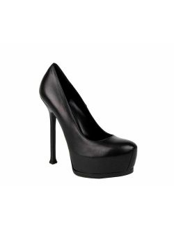 Saint Laurent Women's Black Leather Tribtoo 105 Platform Heel Pump 208786 1000 (37.5 EU / 7.5 US)