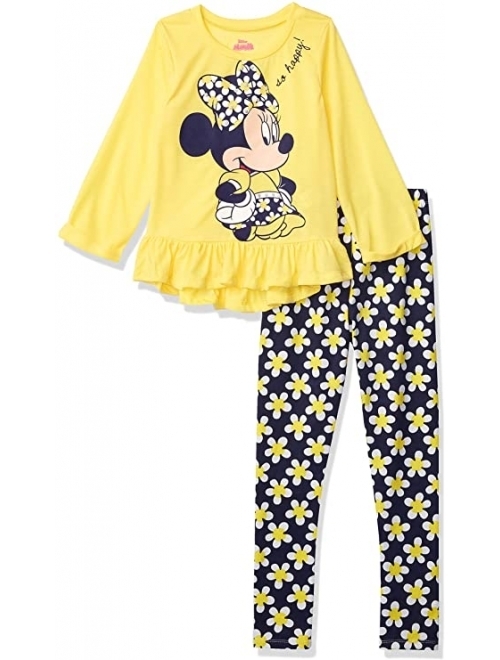 Disney Minnie Mouse Girls' Long Sleeve Peplum Top & Legging Set