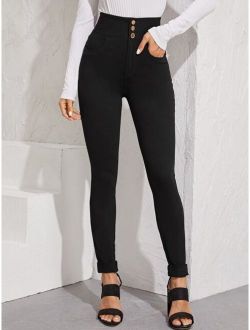 Black Wash High Waist Skinny Jeans