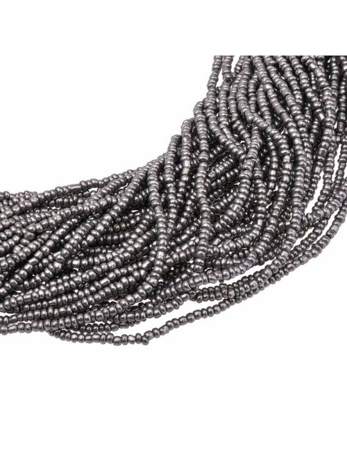 Fashion Multilayer Seed Bead Chain Choker Collar Necklace Earrings Set Cluster Strand Handmade Bib Statement Necklace