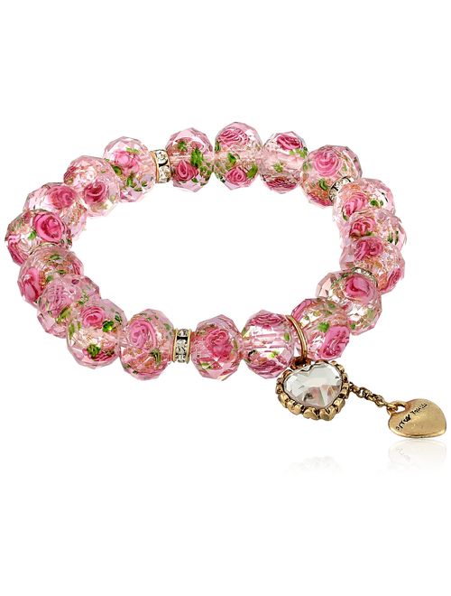 Betsey Johnson Women's Tzarina Pink Beads Stretch Bracelet