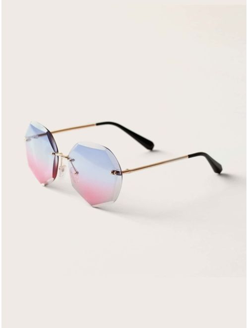 Shein Rimless Polygon Frame Sunglasses
