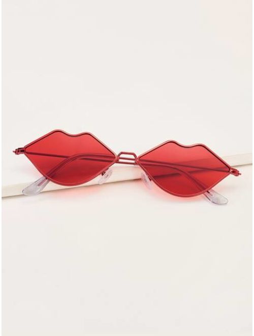 Shein New YearMouth Design Tinted Lens Sunglasses