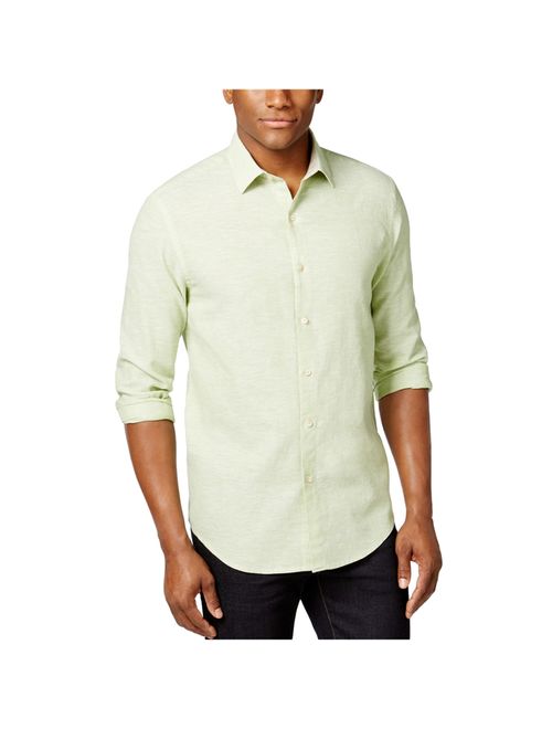 Tasso Elba Mens Linen Button Up Shirt