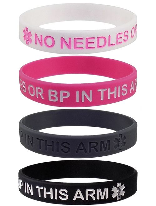 Max Petals Lymphedema Alert NO Needles OR BP This ARM Silicone Bracelet Wristbands