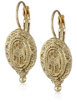 Brass Antique Inspired Oval Drop Earrings