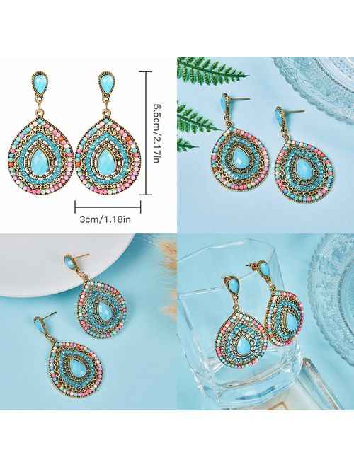 4 Pair Bohemian Vintage Earrings Dangle Drop Earring Jewelry Accessories for Women Girl Supplies
