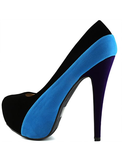 Qupid Women's High Heel Almond Toe Platform Classic Stiletto Pump Shoes Marquise-06