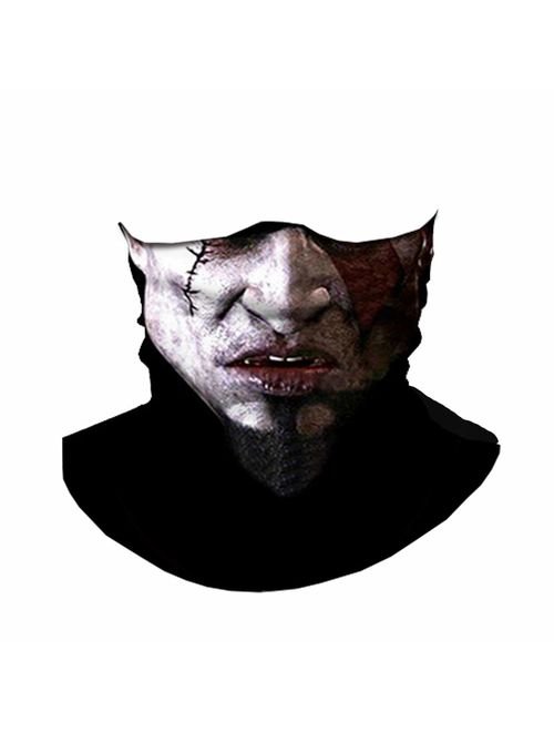 Skull Face Mask Half Sun Dust Protection, Vivid 3D Tube Mask Seamless Durable Face Mask Bandana Skeleton Face