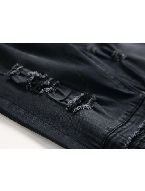 JOSONEY Men's Skinny Slim Fit Ripped Holes Hip Hop Moto Biker Stretchy Fashion Jeans
